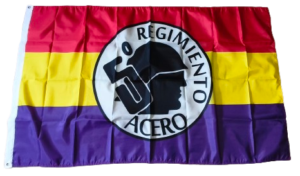 Bandera republicana con el escudo del 5º Regimiento.